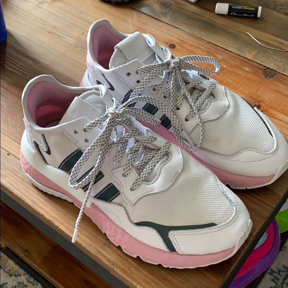 Adidas blush and iIridescent sneaker